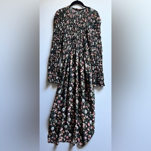Vintage Expression smock floral chiffon maxi dress Sz S - Picture 3 of 12